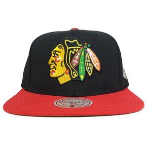 Chicago Blackhawks Mitchell & Ness NHL Snapback Hat Cap 3D Logo‎ Black Red NWT